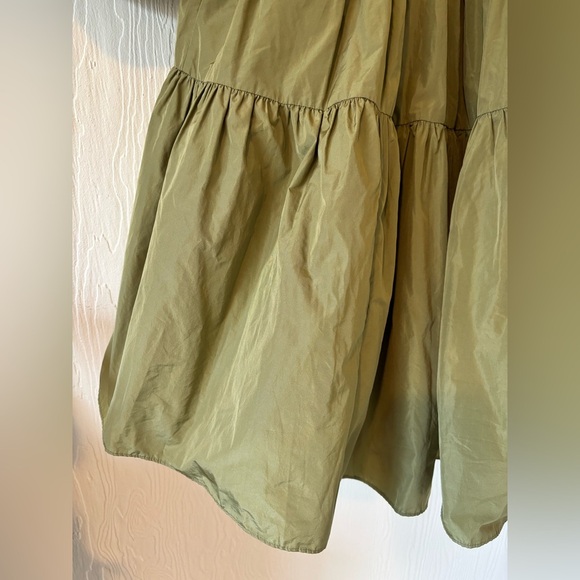 Wilfred Olive Green Oversized Fantasy Tiered Mini Puff Sleeve Ruffle Dress - Picture 11 of 12